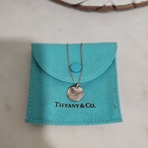 Tiffany & Co. Silver Initial Pendant with Blue Pouch